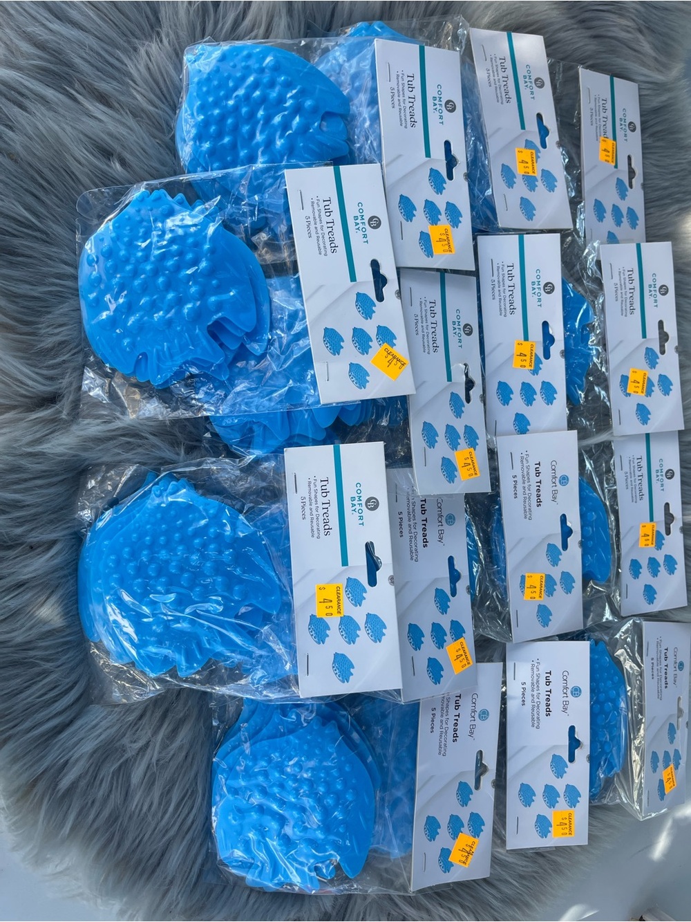14 packages of comfor bay fish shaped blue tub treads (5 per package)
